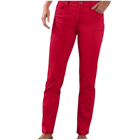 Chico's Denim - Chicos So Slimming Girlfriend Ankle Jeans Red Chico 1 Regular 8 Stretch Pants Ms